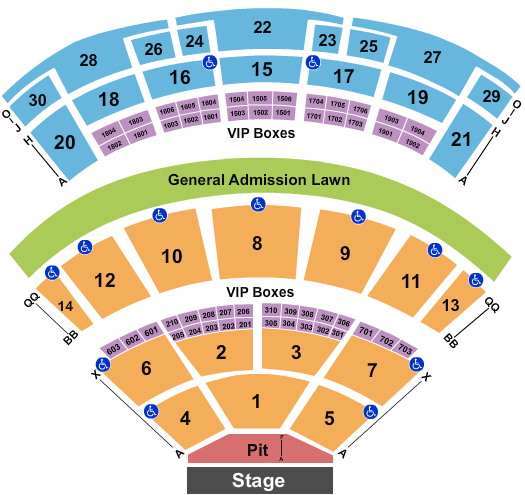 Saratoga Performing Arts Center Outlaw Music Festival Seating Chart